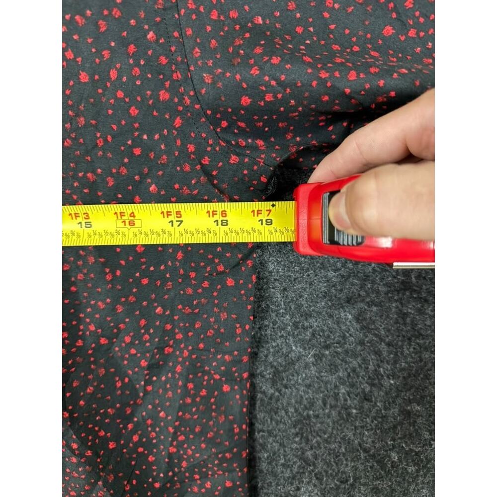 Azaro Uomo Mens Small Black Red Floral Long Sleeve Button Front Shirt - Picture 6 of 9